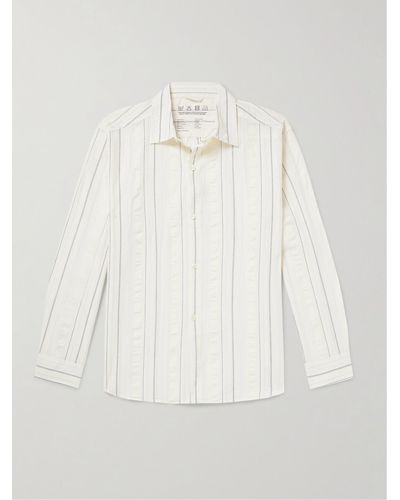mfpen Generous Striped Seersucker-trimmed Cotton-poplin Shirt - Natural