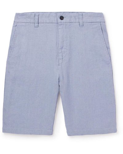 NN07 Crown 1196 Straight-leg Linen Shorts - Blue