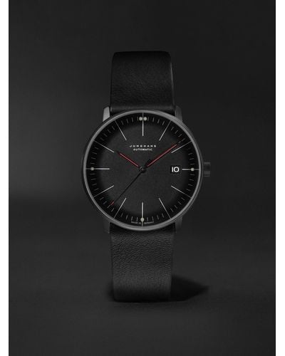 Junghans Max Bill Bauhaus Automatic 38mm Pvd-coated Stainless Steel And Leather Watch - Black