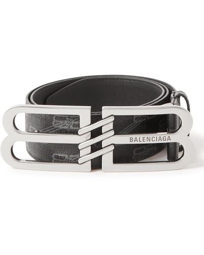 Balenciaga 4cm Logo-embellished Monogrammed Coated-canvas Belt - Black