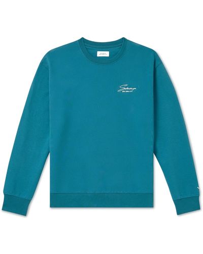 Saturdays NYC Bowery Signature Logo-print Cotton-jersey Sweatshirt - Blue