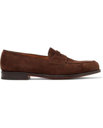 John Lobb Lopez Suede Penny Loafers - Brown