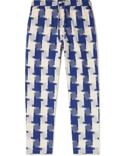 SMR Days Malibu Straight-leg Organic Cotton-jacquard Drawstring Pants - Blue