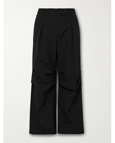 LE17SEPTEMBRE Straight-leg Pleated Crinkled-shell Trousers - Black