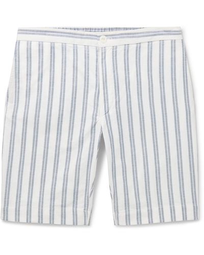 Incotex Glanshirt Straight-leg Striped Cotton Oxford Shorts - White