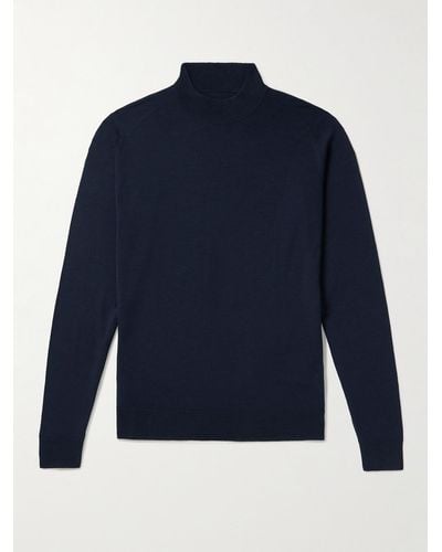 John Smedley Harcourt Slim-fit Mock-neck Merino Wool Sweater - Blue