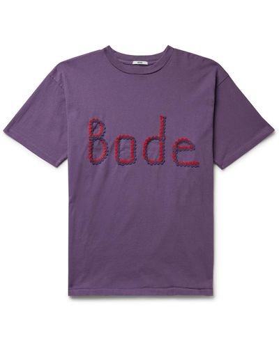 Bode Ric Rac-trimmed Cotton-jersey T-shirt - Purple