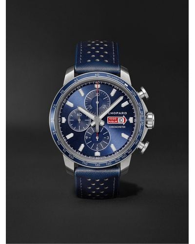Chopard Mille Miglia Gts Azzurro Chrono Automatic Limited Edition 44mm Stainless Steel And Leather Watch - Blue