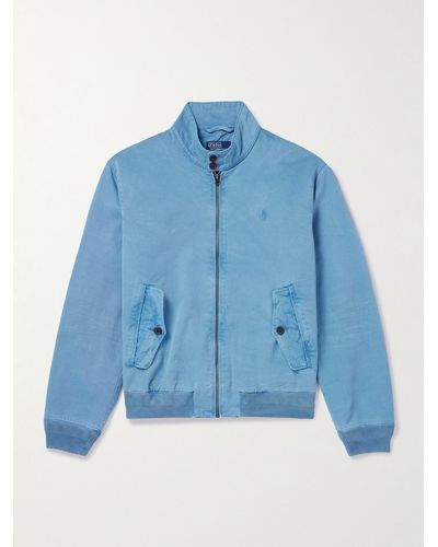 Polo Ralph Lauren Montauk Windbreaker aus Baumwoll-Twill in Stückfärbung - Blau