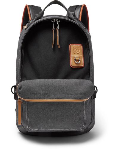 Loewe Eye//nature Leather-trimmed Canvas Backpack - Black