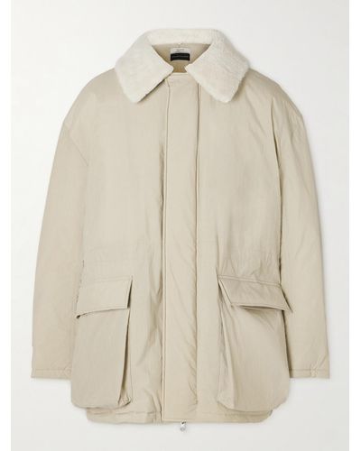 Amomento Oversized Faux Shearling-trimmed Padded Nylon-twill Coat - Natural