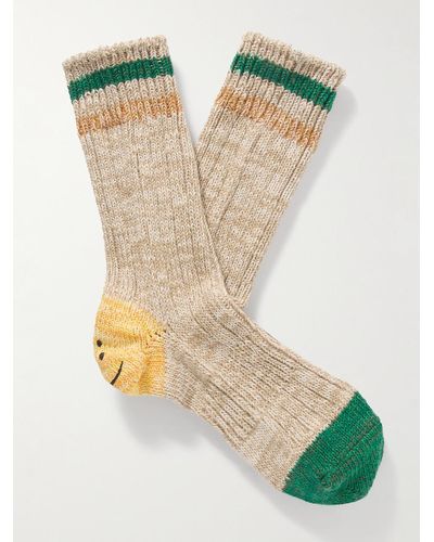 Kapital Intarsia Cotton And Hemp-blend Socks - Natural