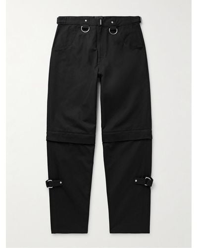 Givenchy Convertible Straight-leg Embellished Cotton-canvas Trousers - Black
