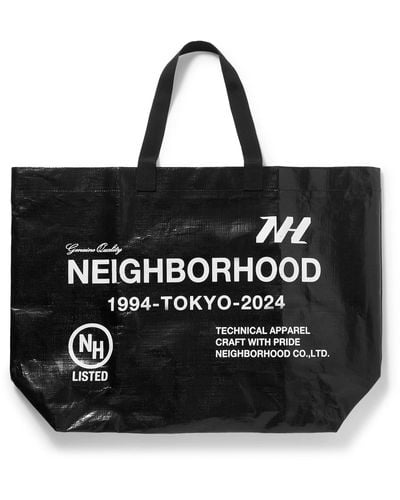 Neighborhood Logo-print Coated-canvas Tote - Black