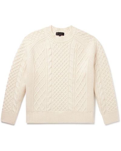 Nili Lotan Carran Cable-knit Wool Mock-neck Sweater - White
