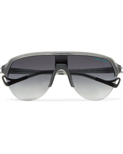 District Vision + Reigning Champ Nagata Speed Blade Aviator-style Acetate Sunglasses - Gray
