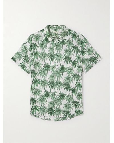Onia Jack Air Printed Linen And Lyocell-blend Shirt - Green