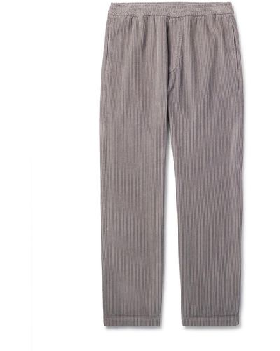 Barena Bativoga Straight-leg Garment-dyed Cotton-corduroy Pants - Gray