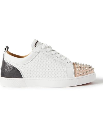 Christian Louboutin Louis Junior Spikes Leather Sneaker - White