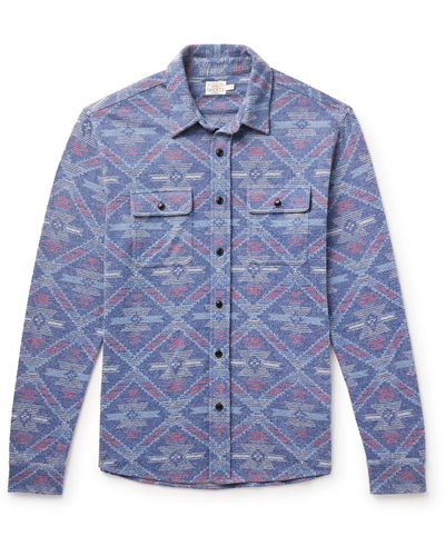 Faherty Doug Good Feather Legendtm Sweater Stretch Recycled-flannel Jacquard Shirt - Blue