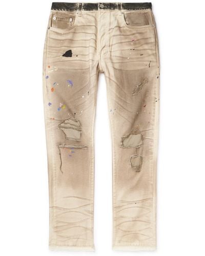 GALLERY DEPT. Hollywood Blv 5001 Straight-leg Paint-splattered Distressed Jeans - Natural