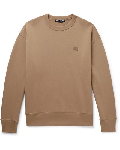 Acne Studios Fonbar Logo-appliquéd Cotton-jersey Sweatshirt - Natural