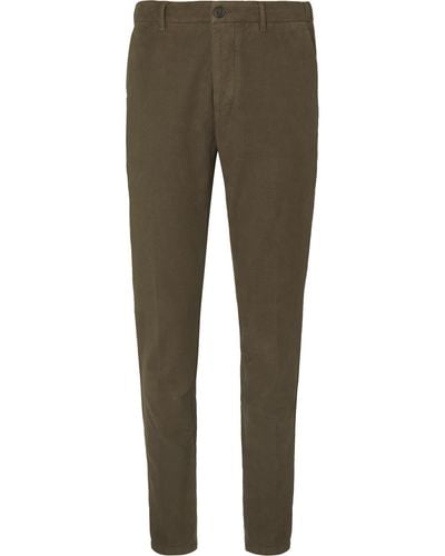 Altea Dark-green Tapered Cotton-blend Moleskin Drawstring Suit Pants