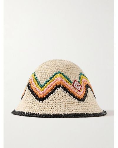 Casablancabrand Logo-appliquéd Crocheted Faux Raffia Bucket Hat - Natural