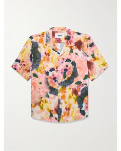 Corridor NYC Camicia tie-dye con colletto aperto - Rosa
