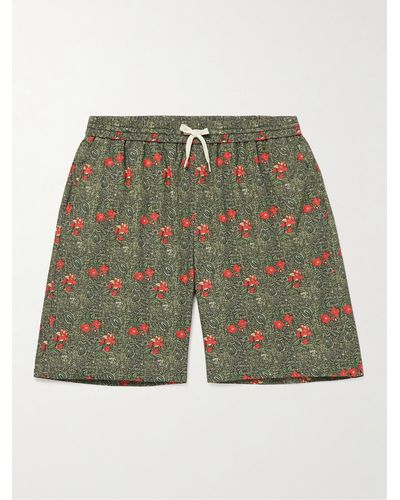 De Bonne Facture Printed Cotton-voile Drawstring Shorts - Green