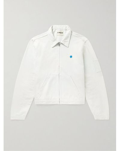 POLITE WORLDWIDE Logo-appliquéd Hemp And Cotton-blend Canvas Overshirt - White