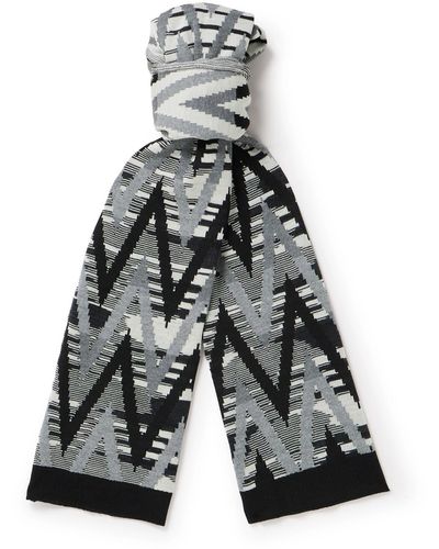 Missoni Chevron Jacquard-knit Wool Scarf - Gray