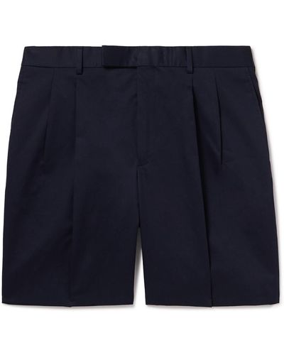 Kingsman Pleated Cotton-blend Twill Shorts - Blue