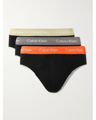 Calvin Klein Three-pack Stretch-cotton Briefs - Black