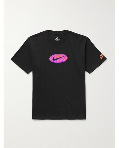 Nike Sportswear T-Shirt aus Baumwoll-Jersey mit Logoapplikation und Print - Schwarz