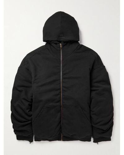 Balenciaga Oversized Padded Cotton-jersey Hooded Bomber Jacket - Black