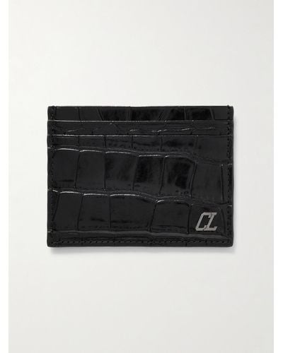 Christian Louboutin Logo-appliquéd Croc-effect Glossed-leather Cardholder - Black