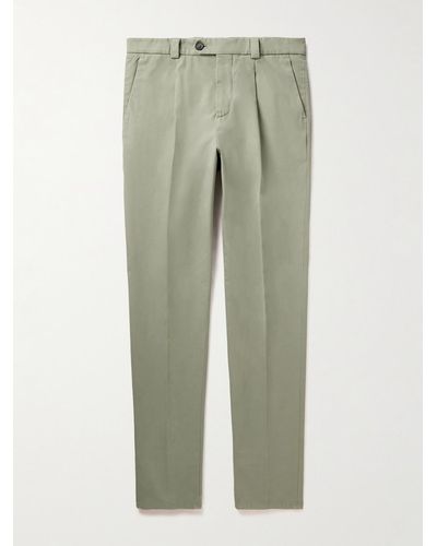 Brunello Cucinelli Cotton-blend Slim Pants - Green