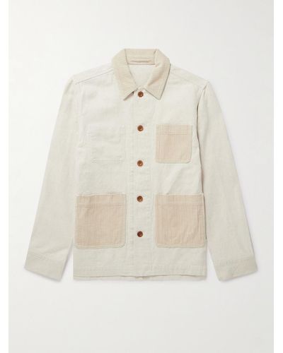 MR P. Corduroy-trimmed Cotton And Linen-blend Twill Chore Jacket - Natural