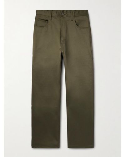 Monitaly Pantaloni a gamba dritta in rasatello di cotone - Verde