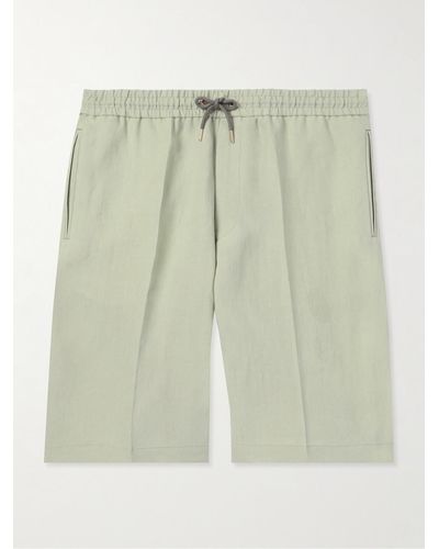 Paul Smith Gerade geschnittene Shorts aus Leinen mit Kordelzugbund - Grün