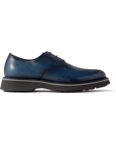 Berluti Alessandro Venezia Leather Oxford Shoes - Blue