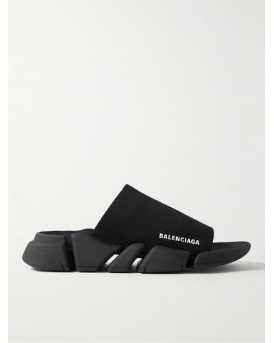 Balenciaga Gerippte Speed 2.0 Pantoletten - Schwarz