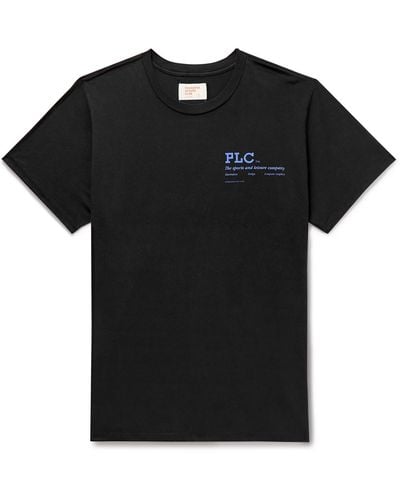 Pasadena Leisure Club Company Logo-print Garment-dyed Combed Cotton-jersey T-shirt - Black