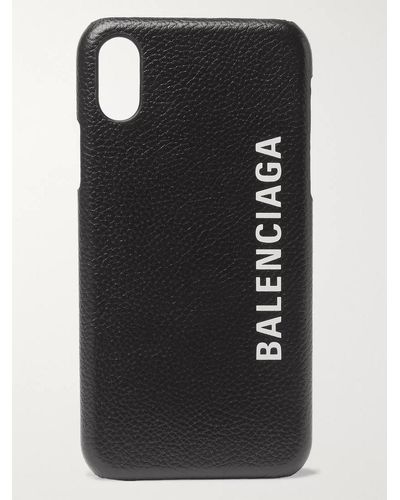 Balenciaga Logo-print Full-grain Leather Iphone X Case - Black