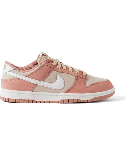 Nike Dunk Low Retro Prm Leather-trimmed Suede And Twill Sneakers - Pink