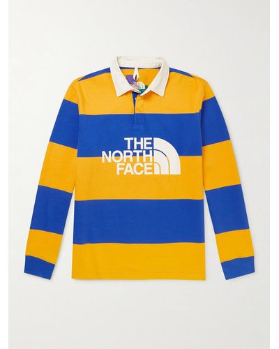 The North Face Logo-print Striped Organic Cotton-jersey Rugby Polo Shirt - Yellow