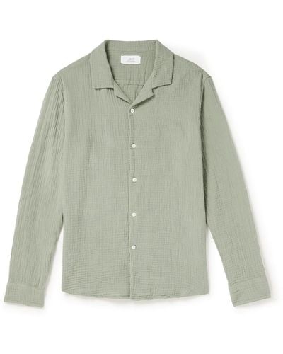 MR P. Convertible-collar Garment-dyed Cotton-muslin Shirt - Green