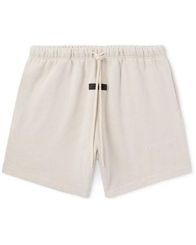 Fear Of God Straight-leg Logo-appliquéd Cotton-blend Jersey Drawstring Shorts - White