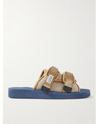 Suicoke Moto Webbing-trimmed Felt Slides - Blue